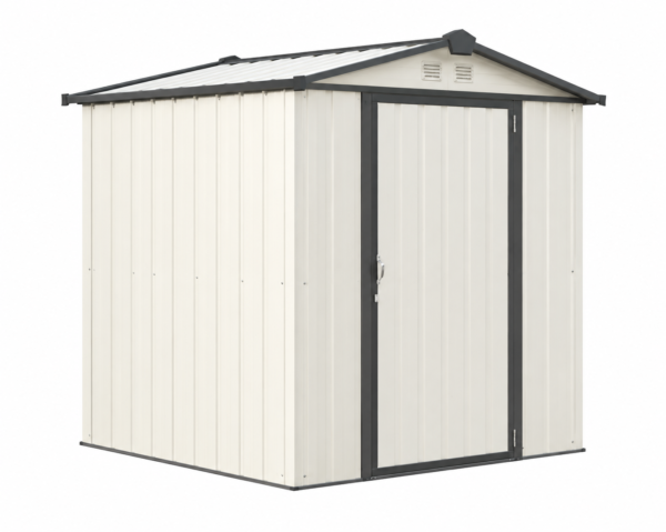 6 x 5 Ezee Steel Storage Shed Kit Cream Charcoal
